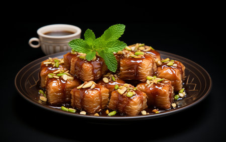 Baklava dish on the white backgroundの素材