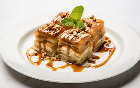 Baklava dish on the white backgroundの素材
