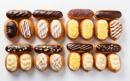 Eclairs Presented on a White Canvasの素材