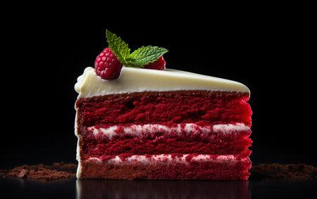 sweet Red velvet cake on the white backgroundの素材