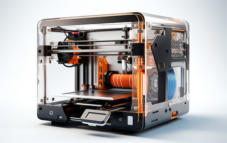 3D Printing Device against a White Backdropの素材