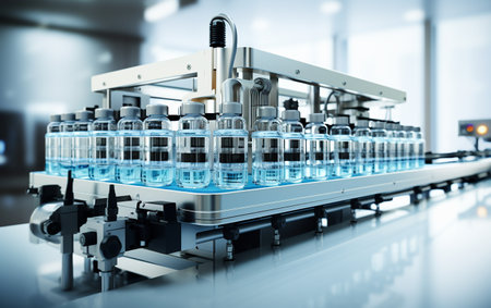 Bottling Machine Over a White Baseの素材
