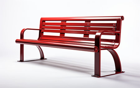 Red Benches on a White Backgroundの素材