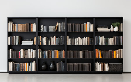 Bookshelf Against a White Backdropの素材