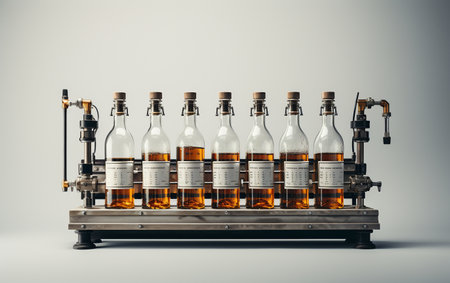 Bottling Machine against a White Backdropの素材
