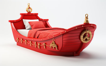 Captain's Bed against a White Backdropの素材