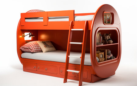 Bunk Bed Resting on a White Baseの素材