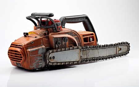 Chainsaw on a Clean White Backdropの素材