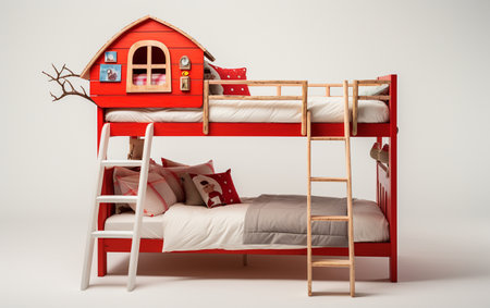 Bunk Bed against a White Backgroundの素材