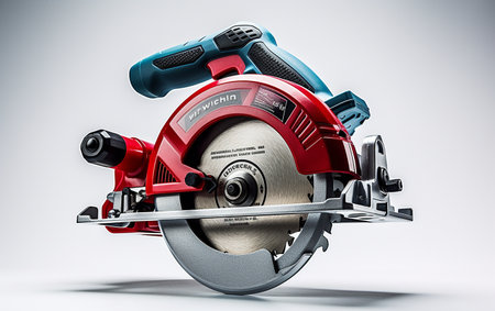 Circular Saw against a Clean White Backdropの素材