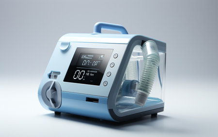 CPAP Machine against a White Backdropの素材