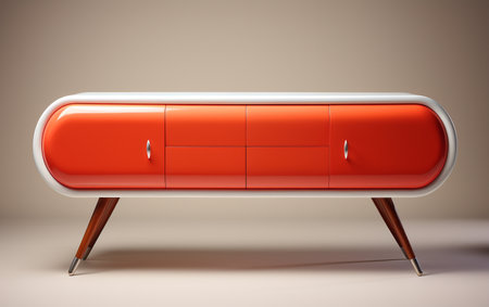 Credenza Showcased Against Whiteの素材