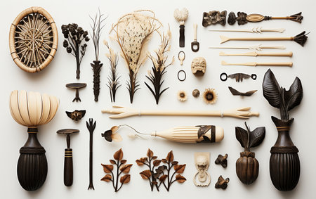 Ornamental Objects Against a White Backgroundの素材