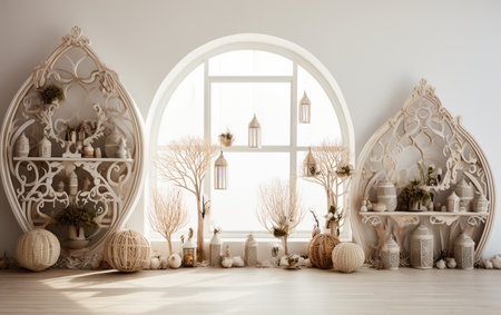 Ornamental Room Decoration on a White Backgroundの素材
