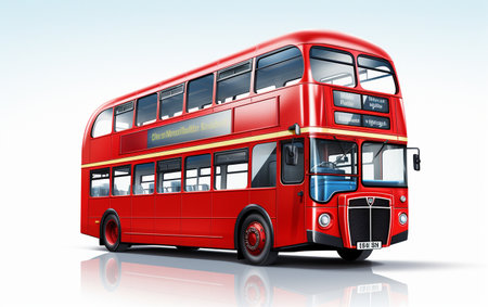 Red Bus Against a White Backgroundの素材