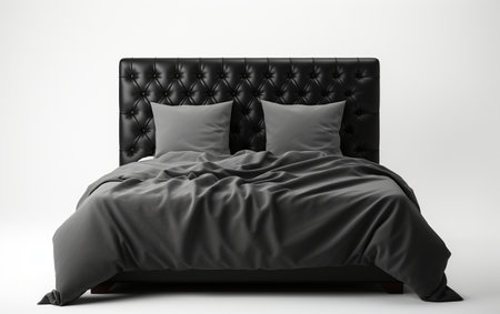 Sleek Black Bed Against White Canvasの素材