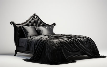 Black Bed Placed on a Clean White Surfaceの素材