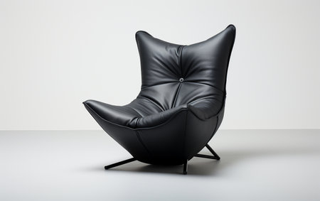 Black Bean Bag Chair Positioned on a Clean White Baseの素材