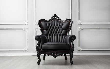 A Black Accent Chair on the White Backgroundの素材