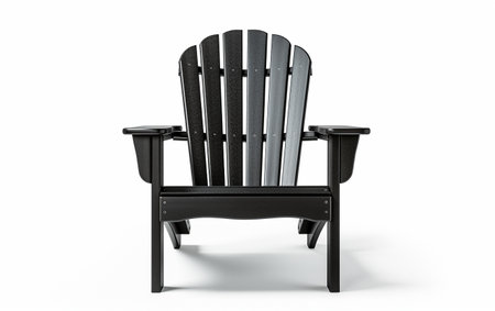Black Adirondack Chair against a White Backgroundの素材