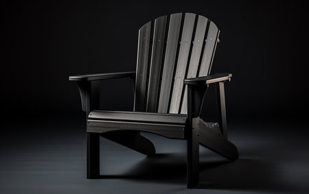 Black Adirondack Chair Placed on a White Backgroundの素材