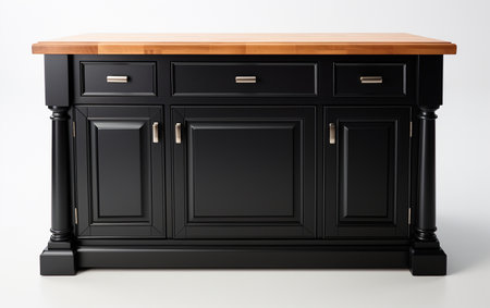 A Black Dresser Atop a White Surfaceの素材