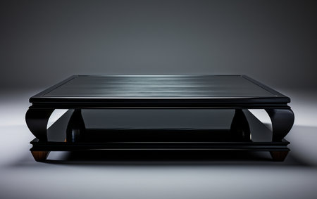 A Black Coffee Table Placed on a White Surfaceの素材