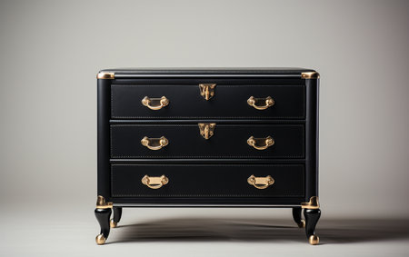 A Black Dresser Positioned on a White Baseの素材