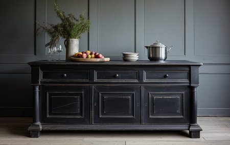 A Black Chest for Kitchen Island on a White Backdropの素材