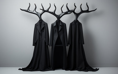 A Black Coat Rack Set on a White Backgroundの素材