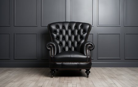 Black Armchair against a White Backdropの素材