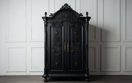 A Black Armoire on the White Backgroundの素材