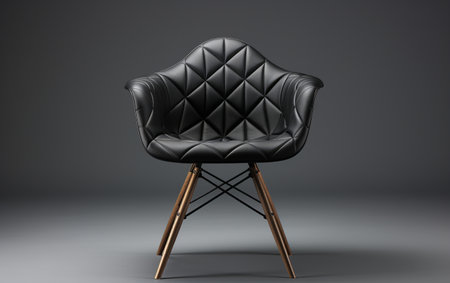 A Black Eames Chair Resting on a White Backgroundの素材