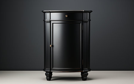 A Black Corner Cabinet Displayed on a White Canvasの素材
