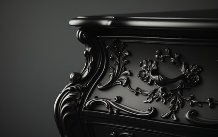 A Black Chest of Drawers on a White Backdropの素材