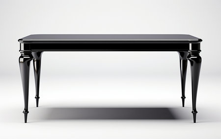 A Black Dining Table Set on a White Backgroundの素材