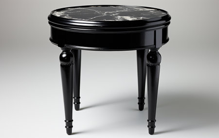 A Black Drum Table Placed on a White Surfaceの素材