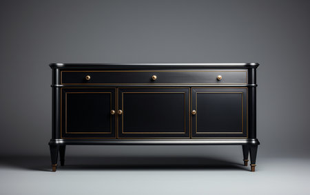 A Black Sideboard on a White Backdropの素材