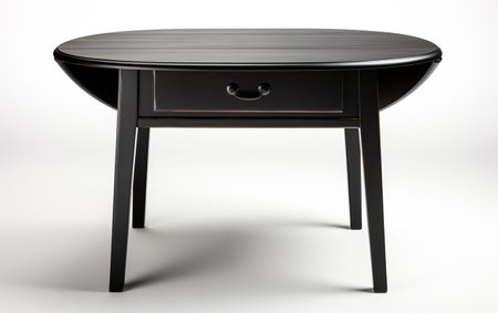 A Black Drop Leaf Table Placed on a White Surfaceの素材
