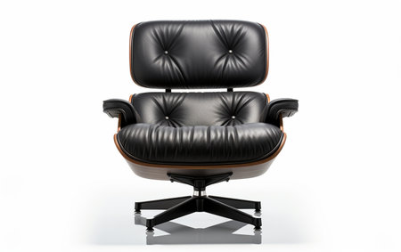 A Black Eames Chair Placed on a White Surfaceの素材