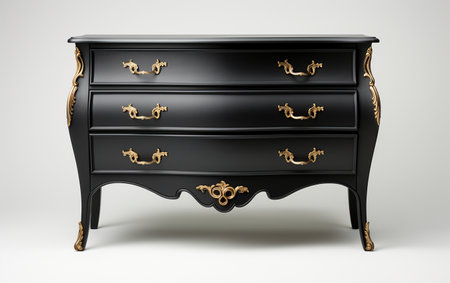 A Black Dresser Displayed on a White Canvasの素材