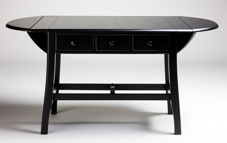A Black Drop Leaf Table Against a White Backdropの素材