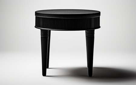 Black Side Table Set Against a White Backgroundの素材