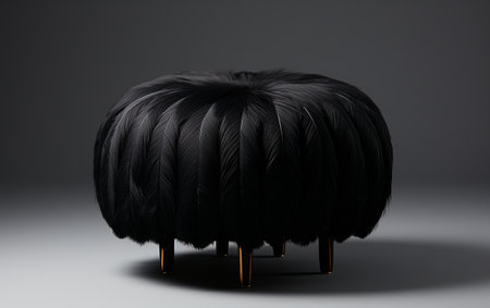 Black Ottoman on a White Backgroundの素材