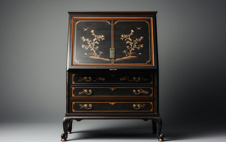 Black Cabinet on a White Backdropの素材