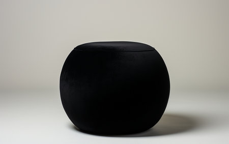 Black Pouffe on a White Backgroundの素材