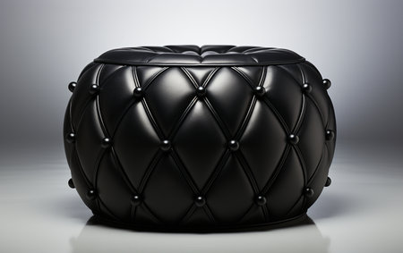 Black Pouffe Set Against a White Backgroundの素材
