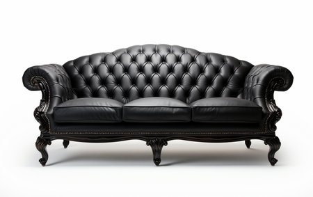 Black Modern Sofa on a White Backgroundの素材
