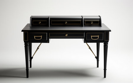 A bureau in black against a white background.の素材