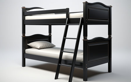 Black Bunk Bed Set Against a White Backgroundの素材